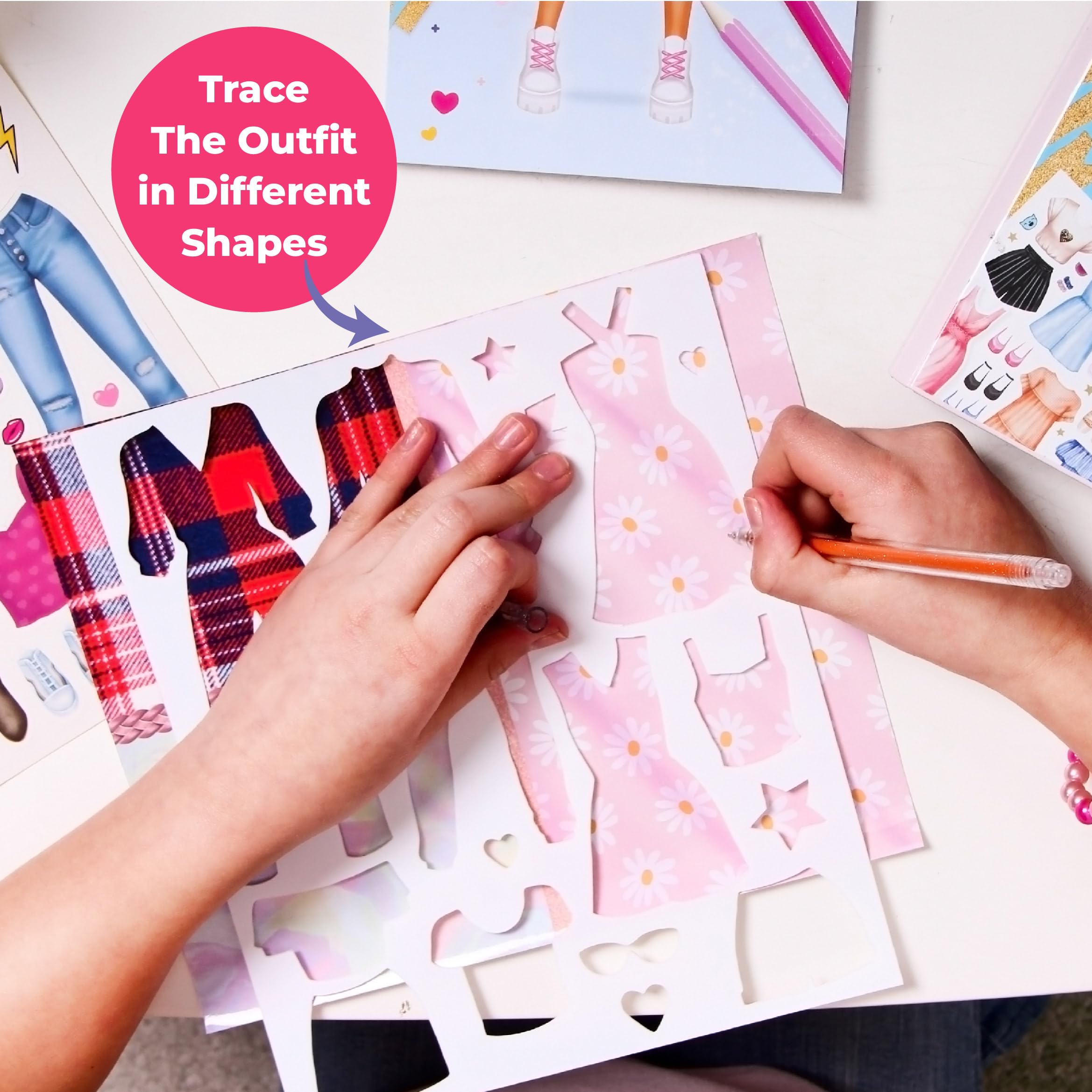 BSCOOL Fashion Studio Activity Book – Creative Design Kit with Stickers, Stencils & Paper Dolls for Kids 4+