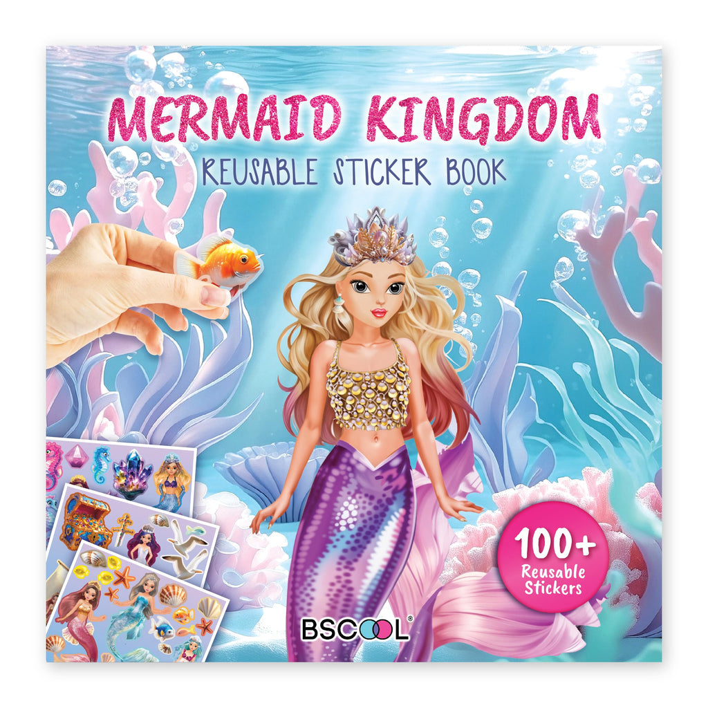 BSCOOL Mermaid Kingdom Reusable Sticker Book for Girls Ages 4-6 | Over 100 Stickers | Portable Travel Activity