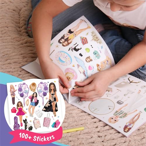 BSCOOL Sticker Activity Book for Toddlers - 100+ Fashion Stickers, 12 Glam Scenes, Ages 4-10, Travel Essential