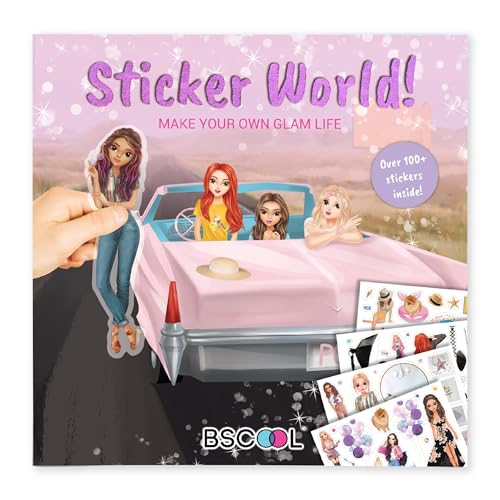 BSCOOL Sticker Activity Book for Toddlers - 100+ Fashion Stickers, 12 Glam Scenes, Ages 4-10, Travel Essential