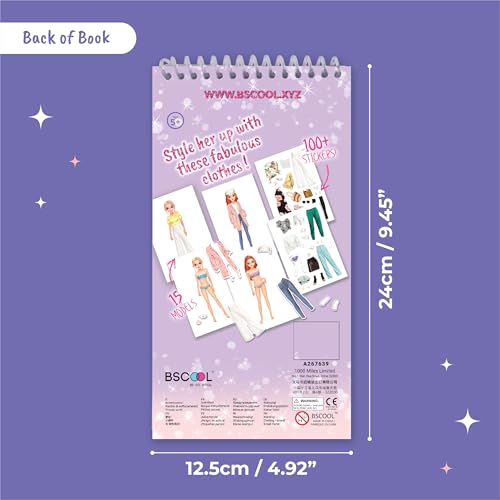 BSCOOL Sticker Dress Up Activity Book for Kids Ages 5+ — Learn Fashion Design with 100+ Stickers and Guides