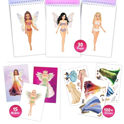 BSCOOL Sticker Dress Up Fairies and Angels – Fashion Activity Book with 100+ Stickers for Kids Ages 5+