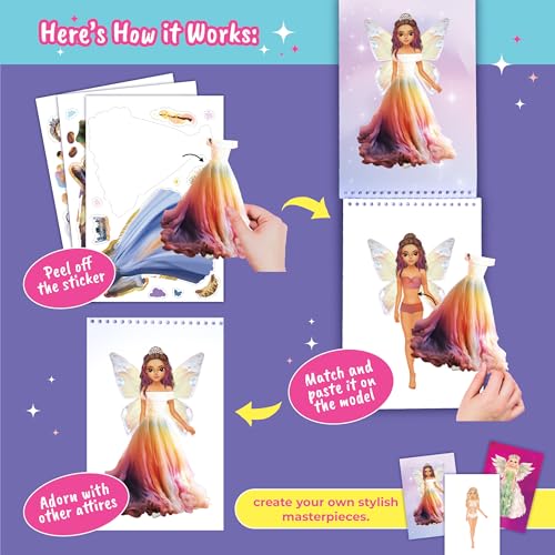 BSCOOL Sticker Dress Up Fairies and Angels – Fashion Activity Book with 100+ Stickers for Kids Ages 5+