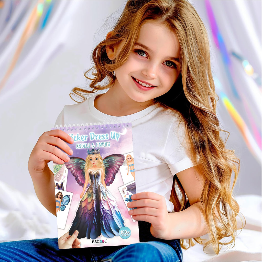 BSCOOL Sticker Dress Up Fairies and Angels – Fashion Activity Book with 100+ Stickers for Kids Ages 5+