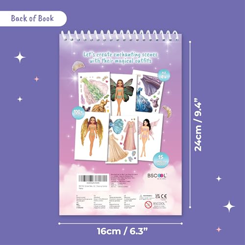 BSCOOL Sticker Dress Up Fairies and Angels – Fashion Activity Book with 100+ Stickers for Kids Ages 5+