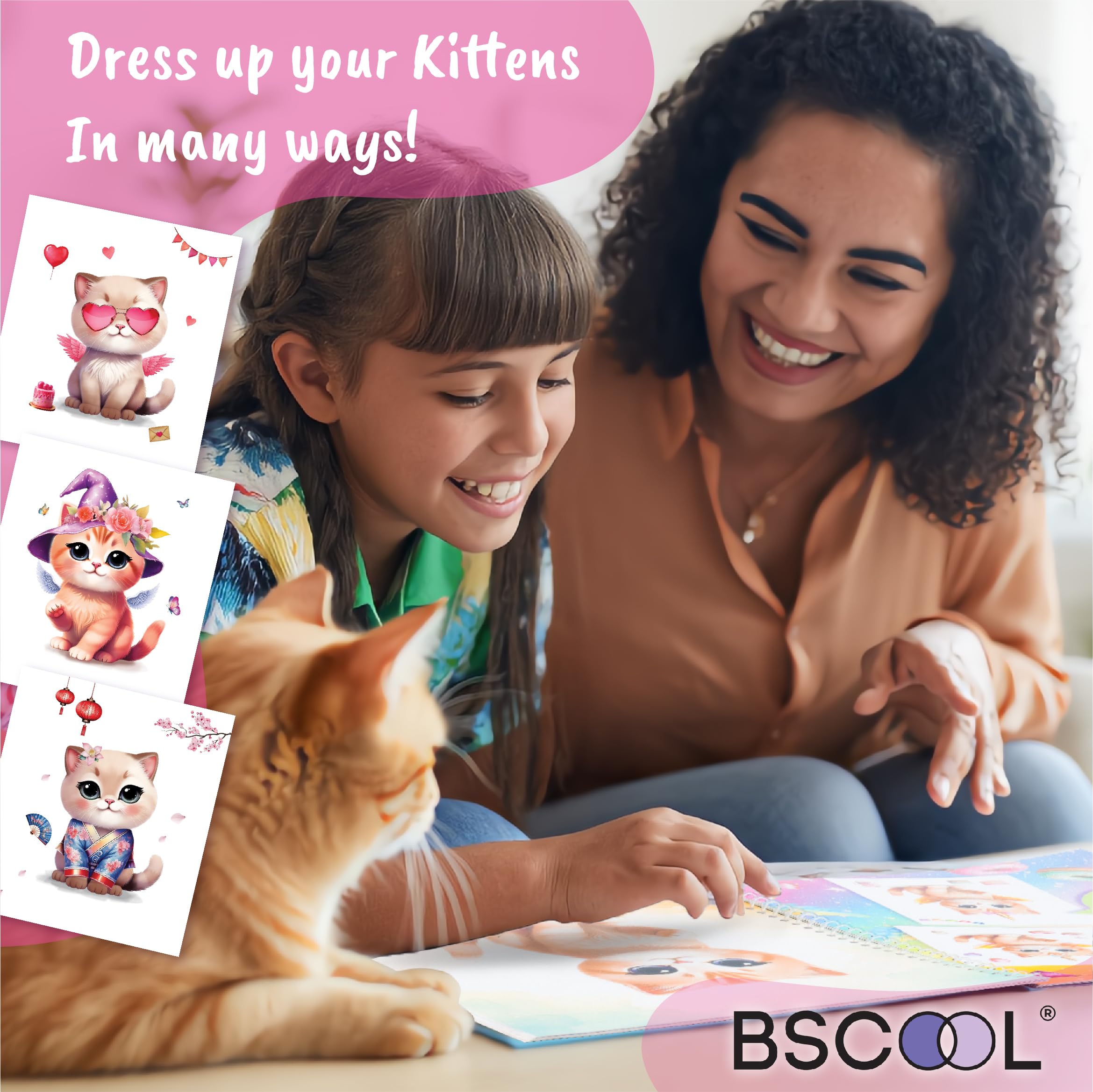 BSCOOL Sticker Dress Up Kitten - Kids Activity and Sticker Book with 270+ Reusable Stickers for Ages 5-8