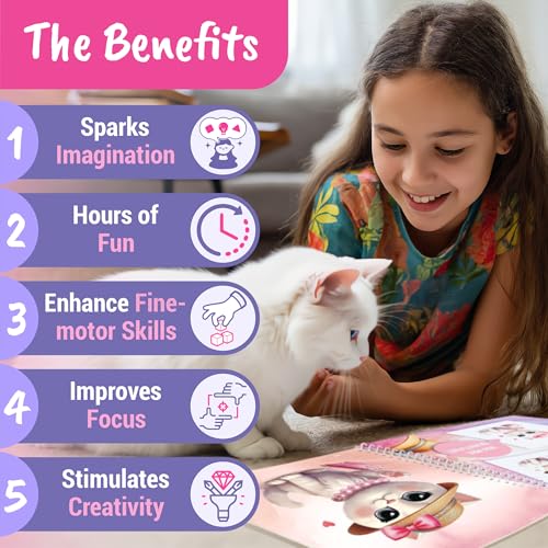 BSCOOL Sticker Dress Up Kitten - Kids Activity and Sticker Book with 270+ Reusable Stickers for Ages 5-8