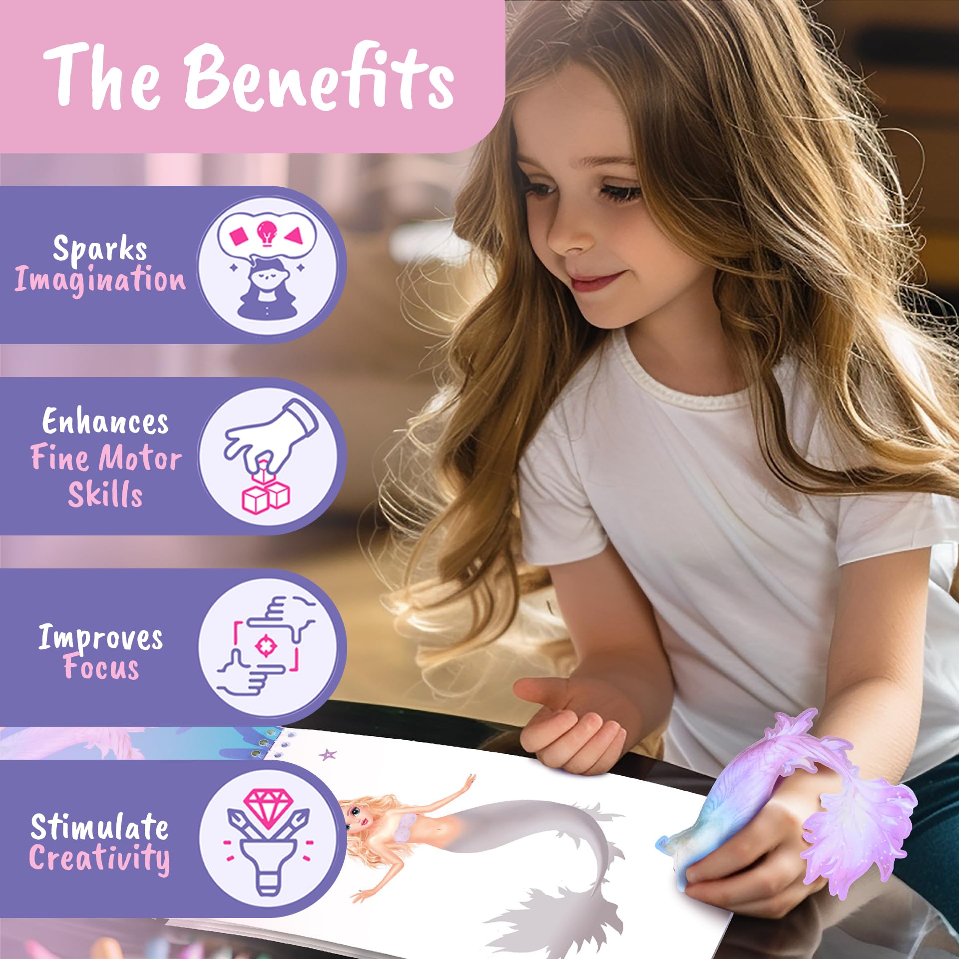 BSCOOL Sticker Dress Up Mermaid Book - Sticker Activity Book for Kids Ages 5+ - Learn Fashion Design with 100+ Stickers and Step-by-Step Guides