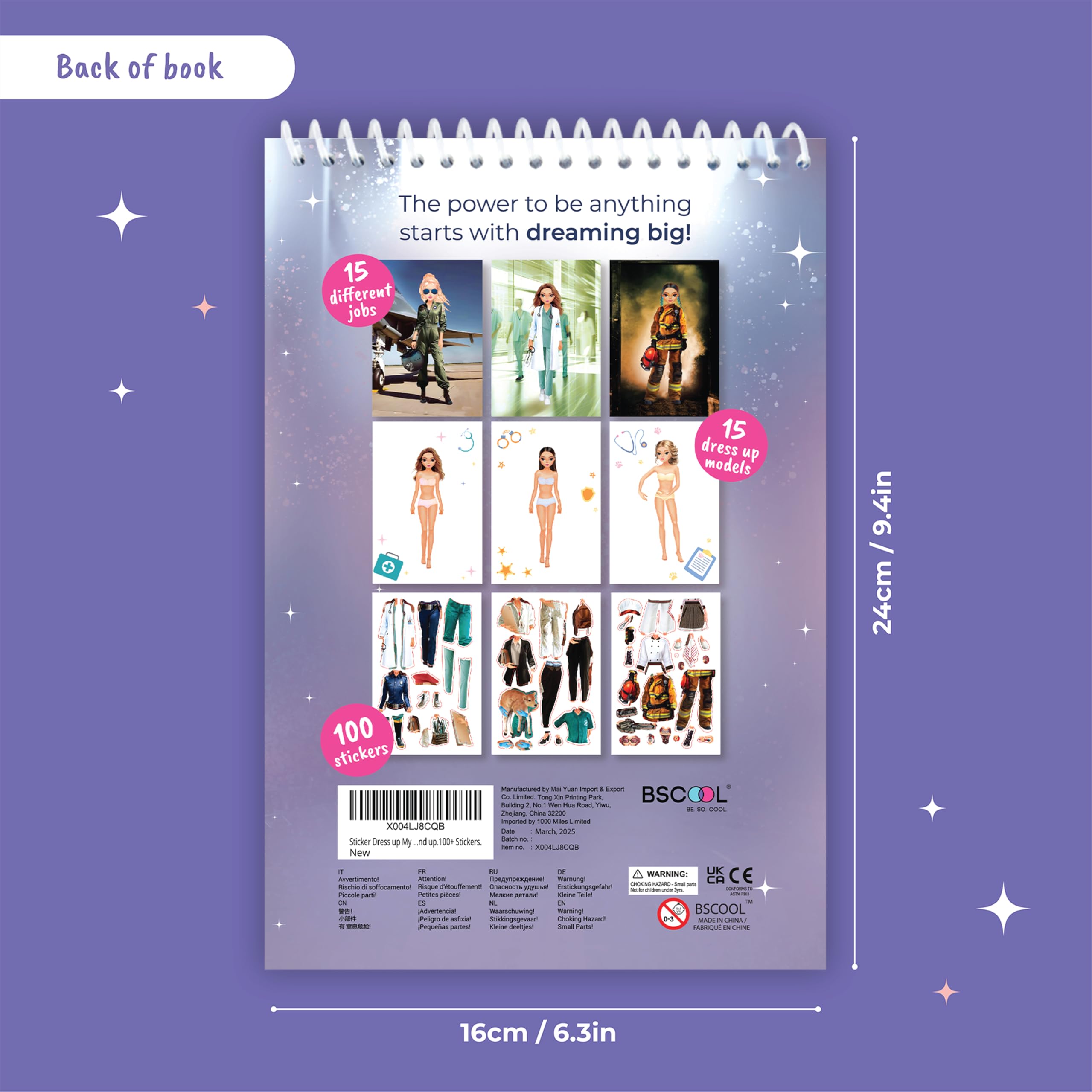 BSCOOL Sticker Dress Up My Dream Job – Career Fashion Activity Book for Girls 5+ with 100+ Stickers