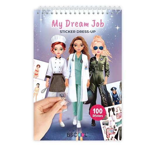 BSCOOL Sticker Dress Up My Dream Job – Career Fashion Activity Book for Girls 5+ with 100+ Stickers