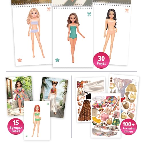 BSCOOL Summer Holiday Sticker Dress Up Book - 100+ Stickers, Step-by-Step Guides for Kids 5+