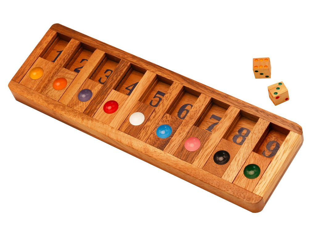 BSIRI Classic Shut The Box Game – Wooden 12-Number Dice Game for Travel & Math Fun