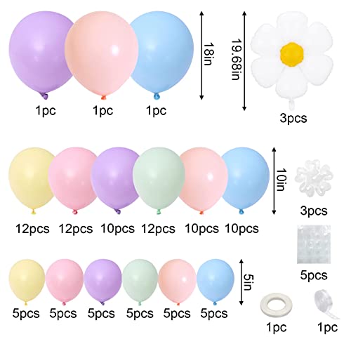 BTZO Daisy Balloon Garland Arch Kit - 99 Pastel Macaron Latex Balloons for Boho Party Decor