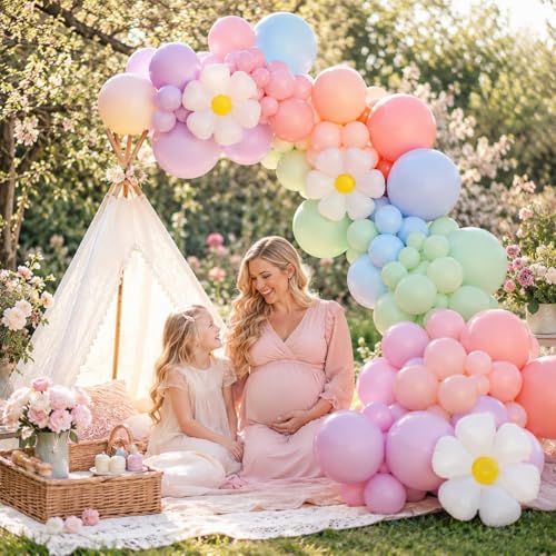 BTZO Daisy Balloon Garland Arch Kit - 99 Pastel Macaron Latex Balloons for Boho Party Decor