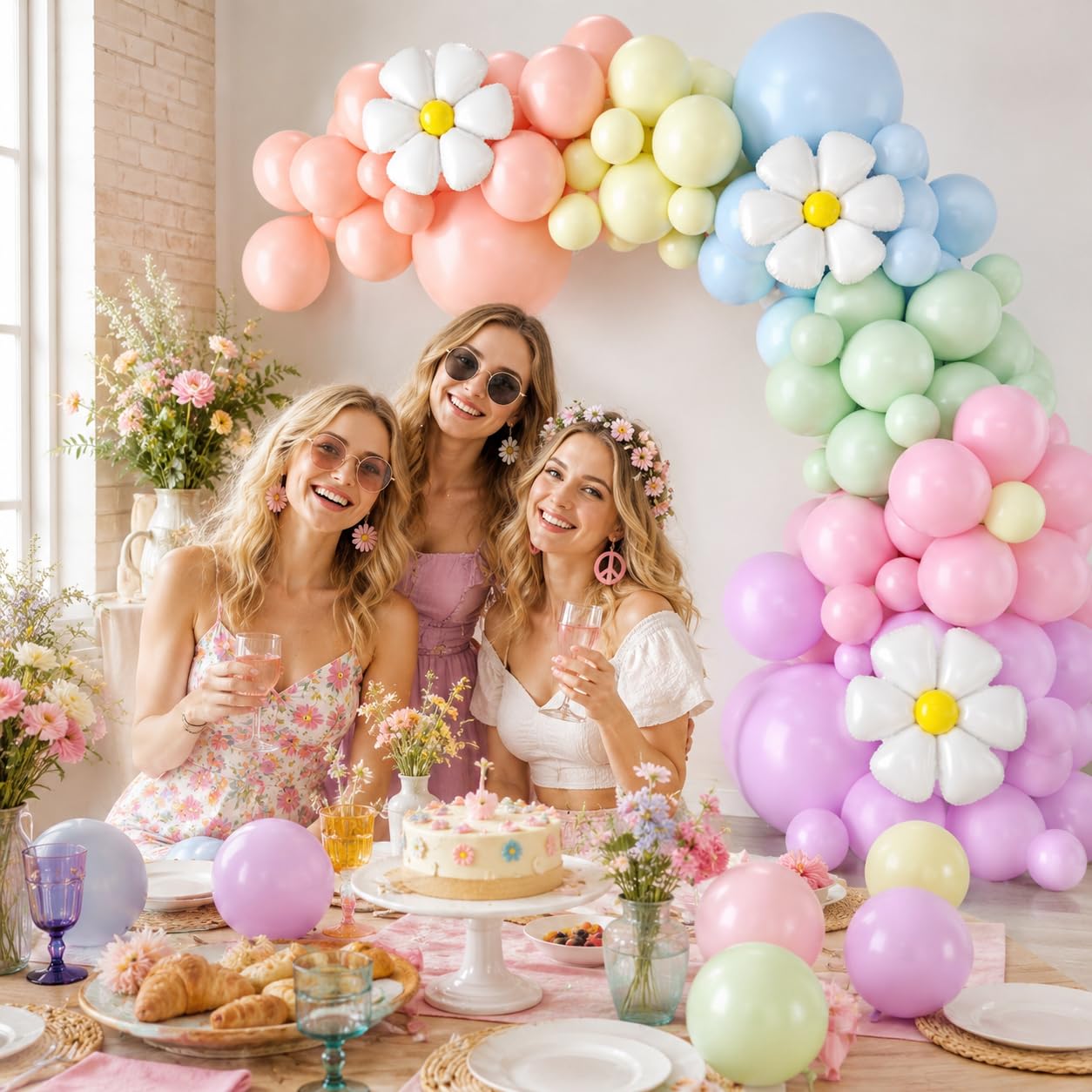 BTZO Daisy Balloon Garland Arch Kit - 99 Pastel Macaron Latex Balloons for Boho Party Decor