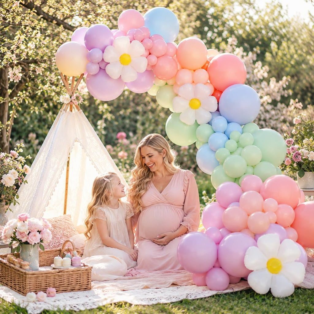 BTZO Daisy Balloon Garland Arch Kit - 99 Pastel Macaron Latex Balloons for Boho Party Decor