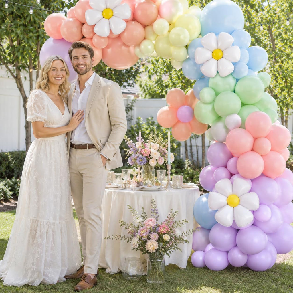 BTZO Daisy Balloon Garland Arch Kit - 99 Pastel Macaron Latex Balloons for Boho Party Decor