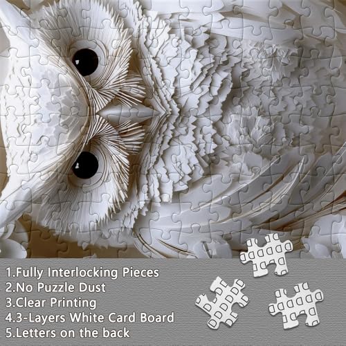 BUAHA 1000-Piece White Owl Jigsaw Puzzle – Challenging Nature Art for Adults