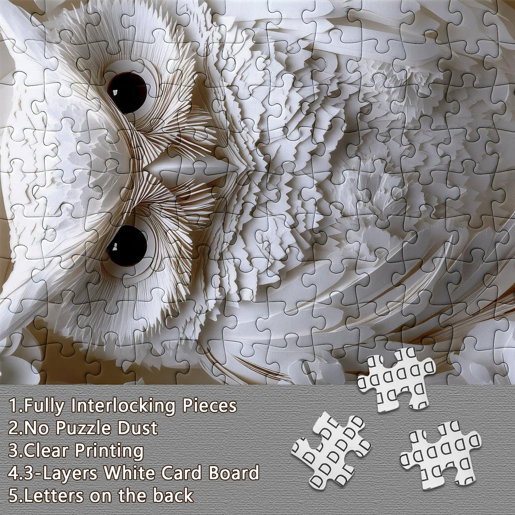 BUAHA 1000-Piece White Owl Jigsaw Puzzle – Challenging Nature Art for Adults