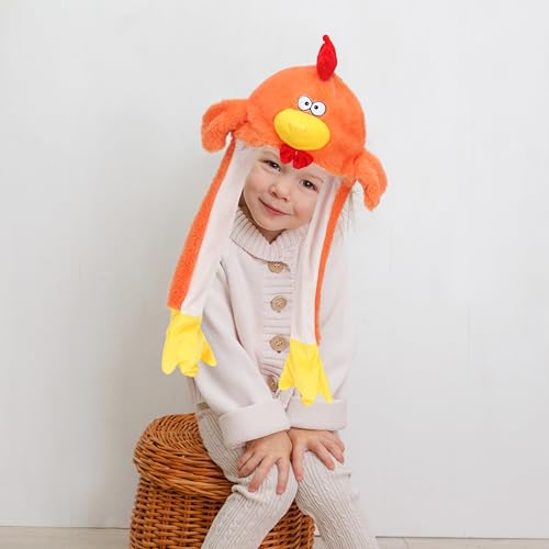 Bubblepompom Animal Hat with Moving Ears - Soft Plush Costume Hat for Kids 3+