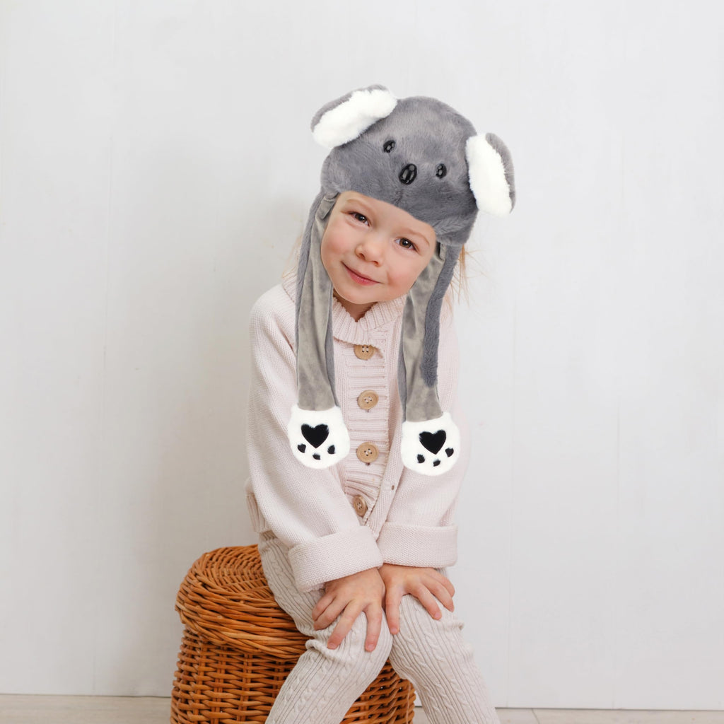 Bubblepompom Animal Hat with Moving Ears – Plush Dress-Up Hat for Kids, Press Paws to Flap Ears, Fun for Parties and Photos
