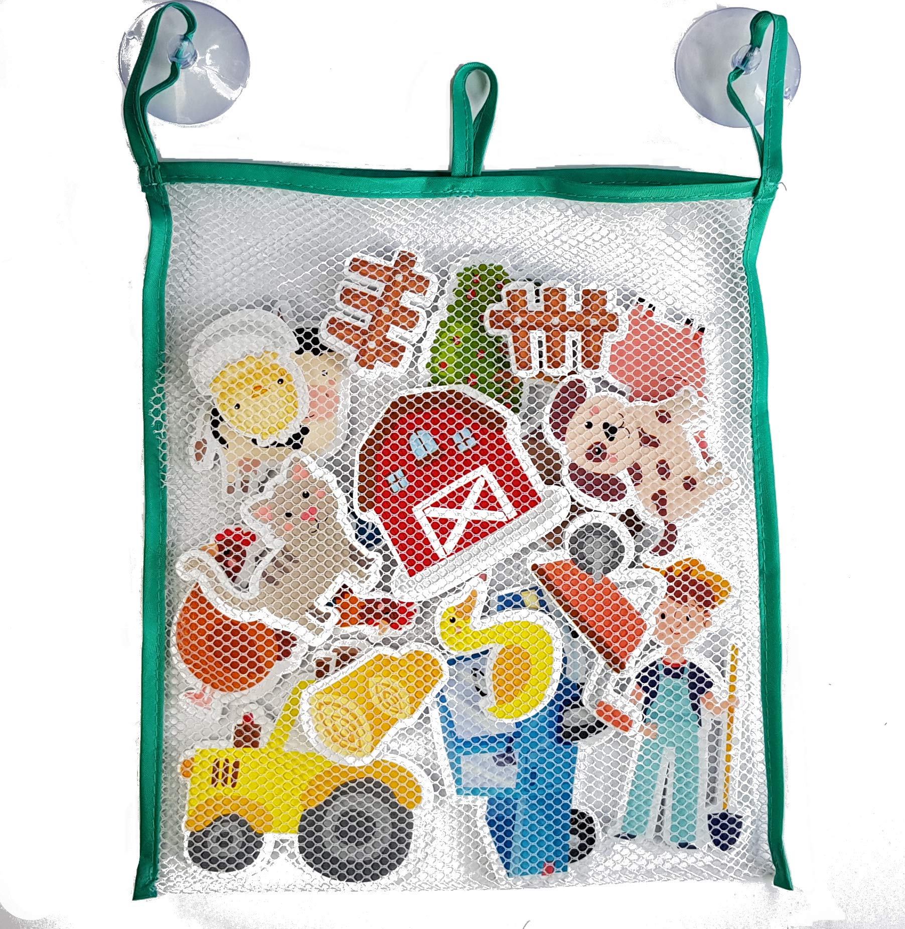 Buddy & Barney Farm Bath Time Stickers – 19 Soft Waterproof Stickers with Storage Bag for Toddlers