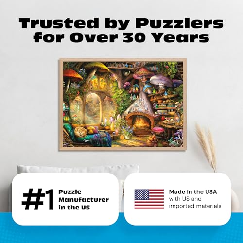 Buffalo Games 1000 Piece Jigsaw Puzzle: Aimee Stewart's Merry Mushroom Cottage – Fantasy Art for Adults