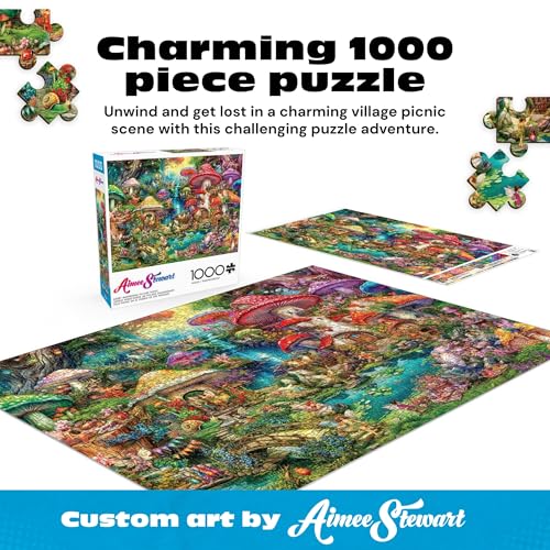 Buffalo Games 1000 Piece Jigsaw Puzzle – Merry Mushroom Village Picnic by Aimee Stewart