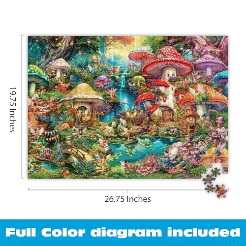 Buffalo Games 1000 Piece Jigsaw Puzzle – Merry Mushroom Village Picnic by Aimee Stewart