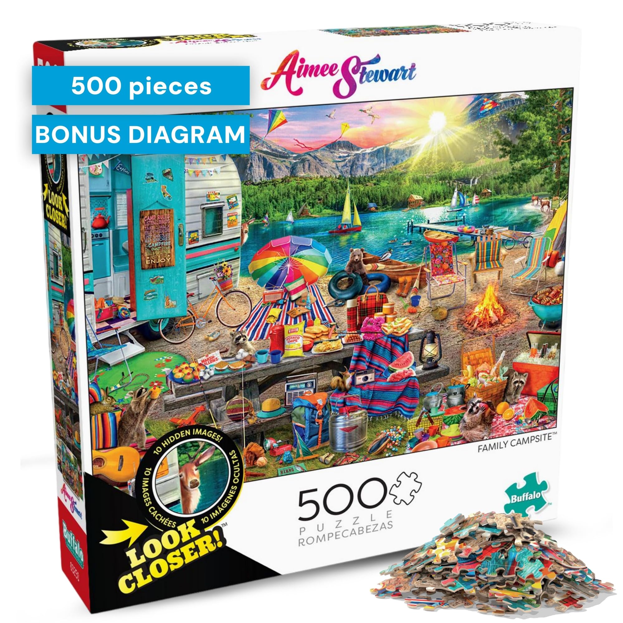 Buffalo Games Aimee Stewart Family Campsite Look Closer 500 Piece Jigsaw Puzzle