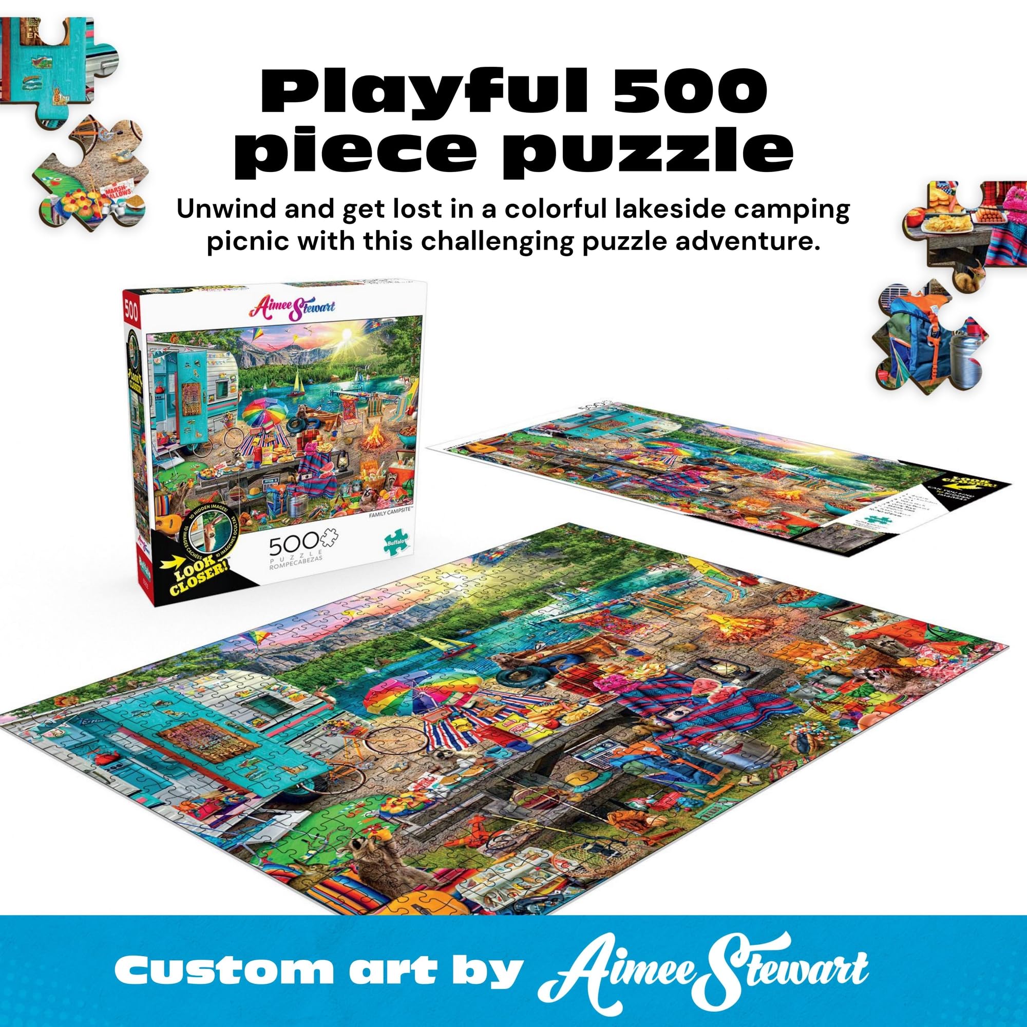 Buffalo Games Aimee Stewart Family Campsite Look Closer 500 Piece Jigsaw Puzzle