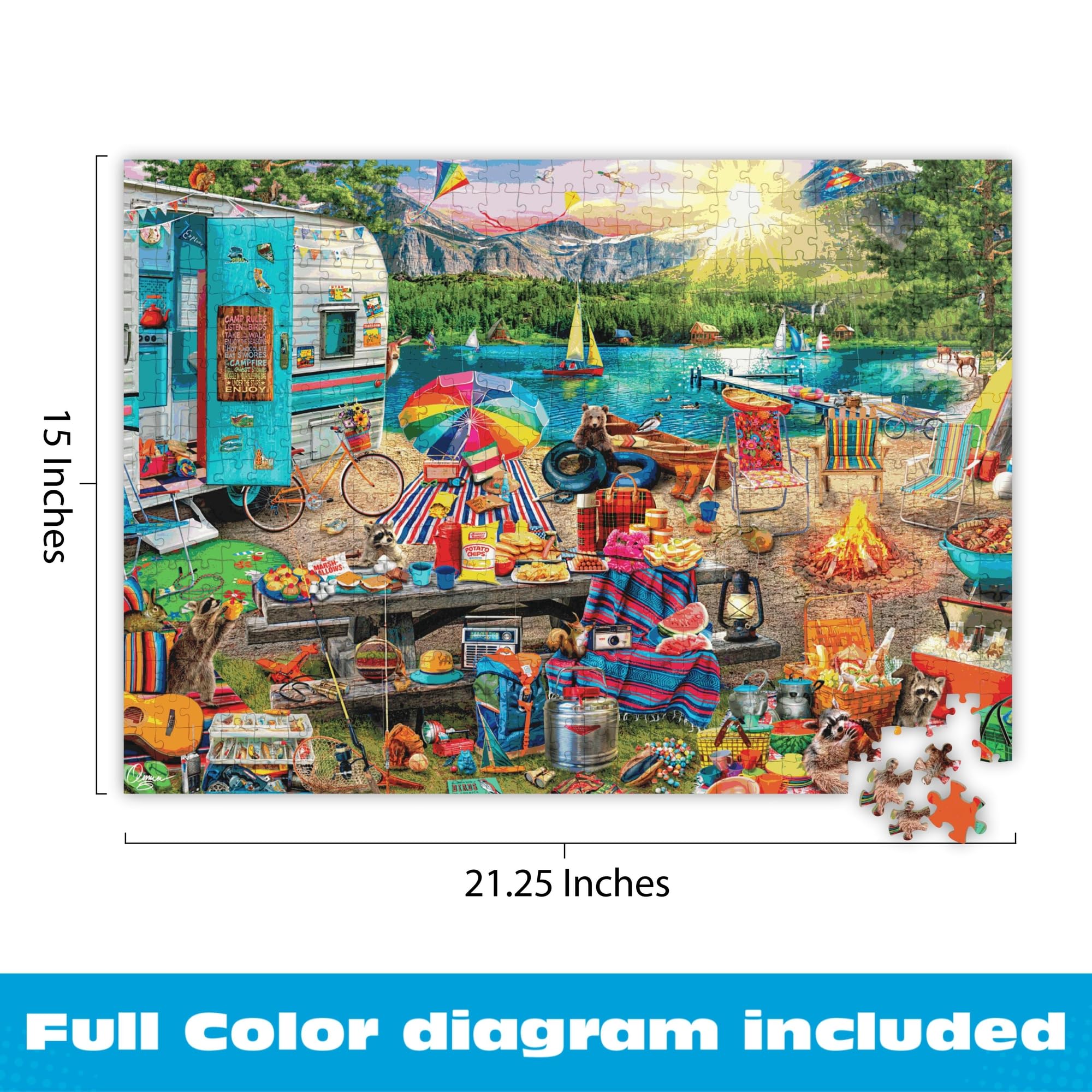 Buffalo Games Aimee Stewart Family Campsite Look Closer 500 Piece Jigsaw Puzzle