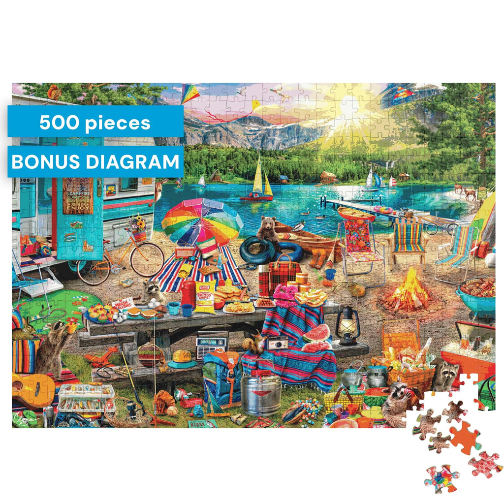Buffalo Games Aimee Stewart Family Campsite Look Closer 500 Piece Jigsaw Puzzle