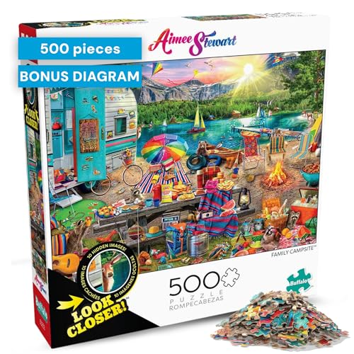 Buffalo Games Aimee Stewart Family Campsite Look Closer 500 Piece Jigsaw Puzzle