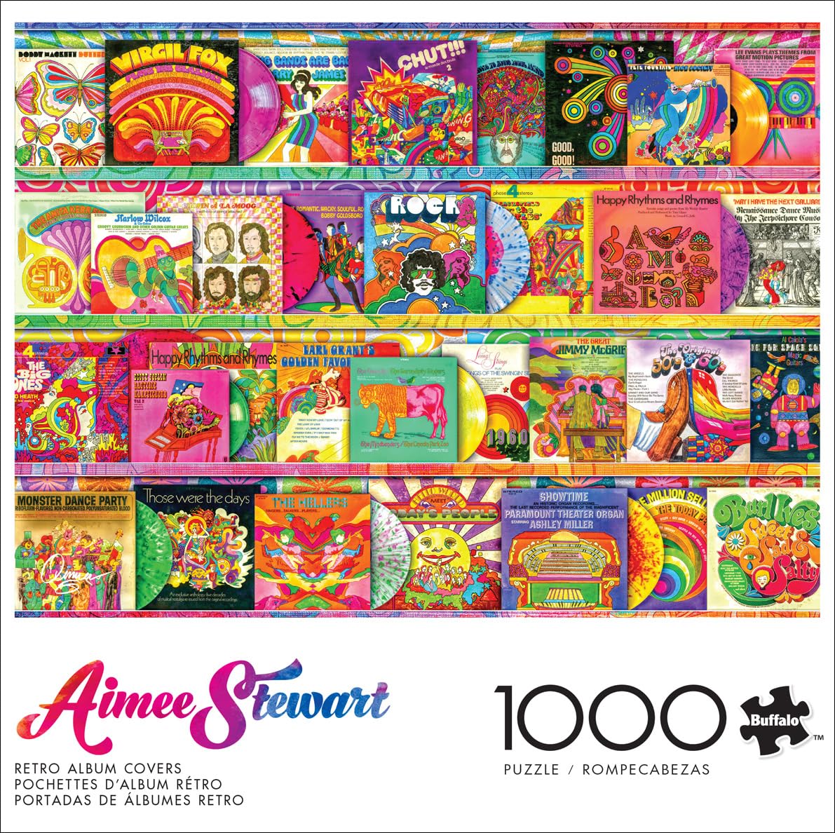 Buffalo Games Aimee Stewart Retro Album Covers 1000-Piece Jigsaw Puzzle – Includes Full-Sized Poster – 26.75 x 19.75 Inches