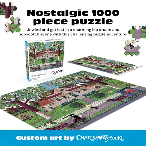 Buffalo Games Charles Wysocki Ice Cream & Hopscotch 1000-Piece Jigsaw Puzzle - Americana Art, Bonus Poster
