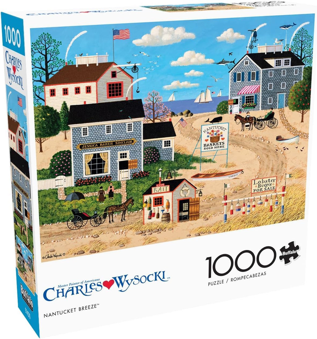 Buffalo Games Charles Wysocki Nantucket Breeze 1000 Piece Jigsaw Puzzle - 26.75x19.75 in - Nautical Scene for Adults
