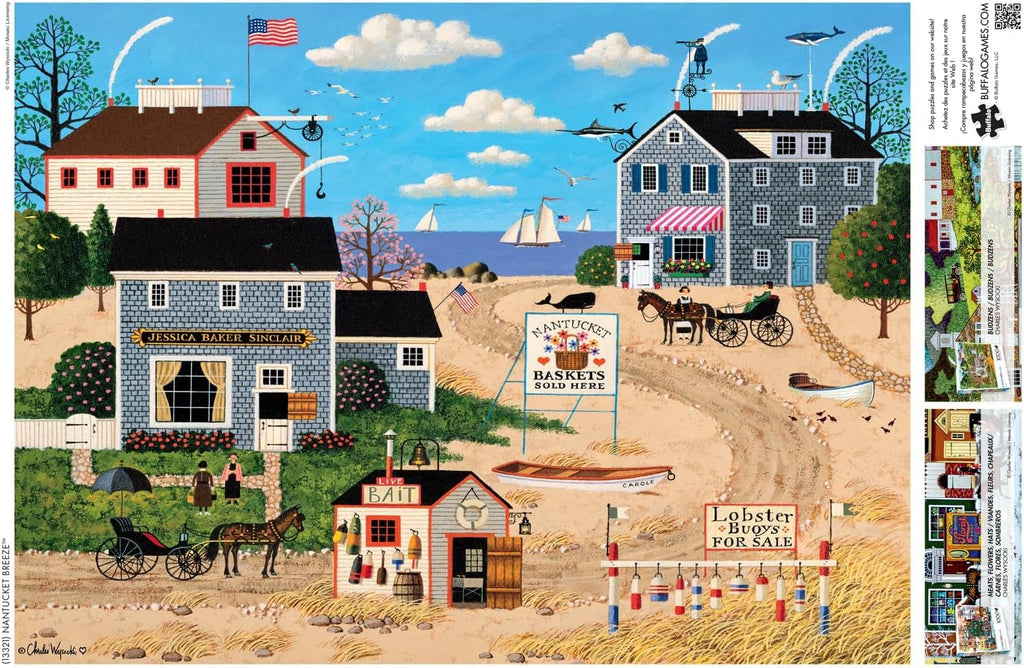 Buffalo Games Charles Wysocki Nantucket Breeze 1000 Piece Jigsaw Puzzle - 26.75x19.75 in - Nautical Scene for Adults