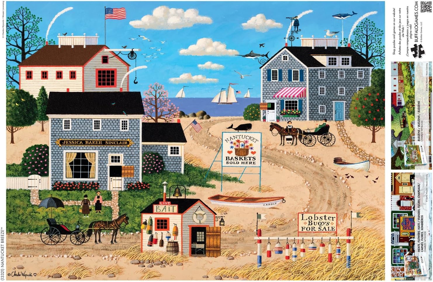 Buffalo Games Charles Wysocki Nantucket Breeze 1000 Piece Jigsaw Puzzle - 26.75x19.75 in - Nautical Scene for Adults