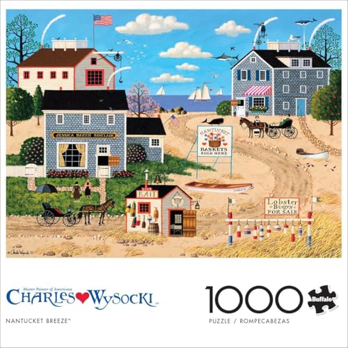 Buffalo Games Charles Wysocki Nantucket Breeze 1000 Piece Jigsaw Puzzle - 26.75x19.75 in - Nautical Scene for Adults