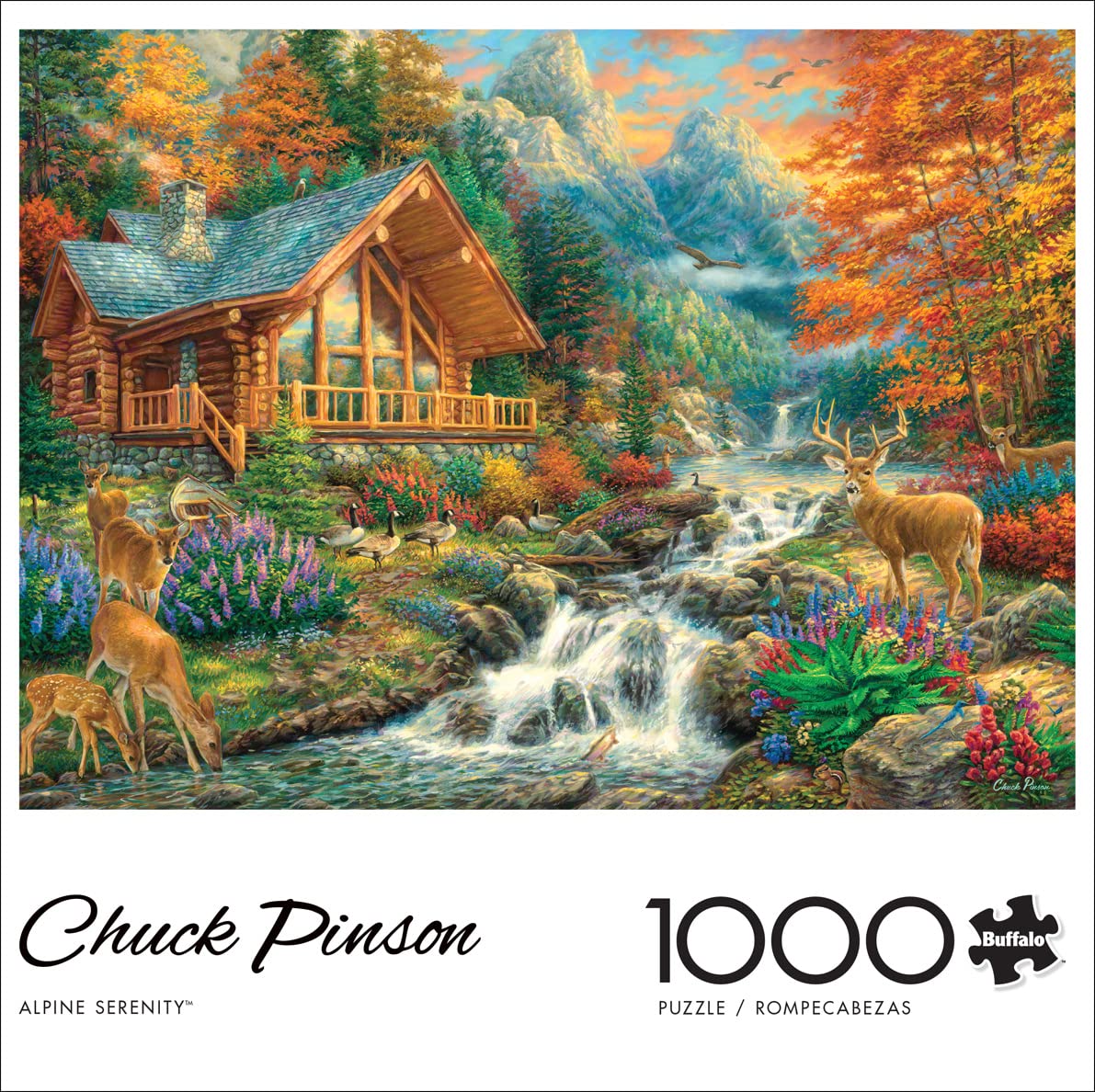 Buffalo Games Chuck Pinson Alpine Serenity 1000 Piece Jigsaw Puzzle – Autumn Landscape, 26.75 x 19.75 in, Bonus Poster