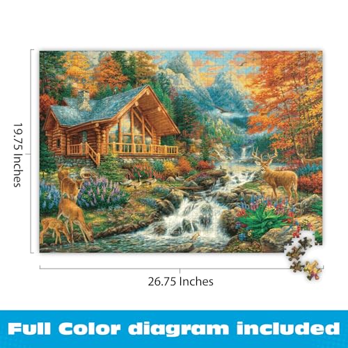 Buffalo Games Chuck Pinson Alpine Serenity 1000 Piece Jigsaw Puzzle – Autumn Landscape, 26.75 x 19.75 in, Bonus Poster