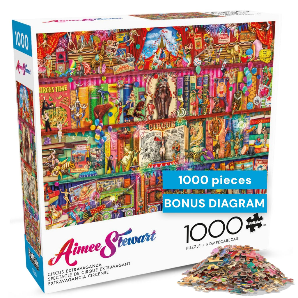 Buffalo Games Circus Extravaganza 1000-Piece Puzzle: Vintage Carnival Art by Aimee Stewart