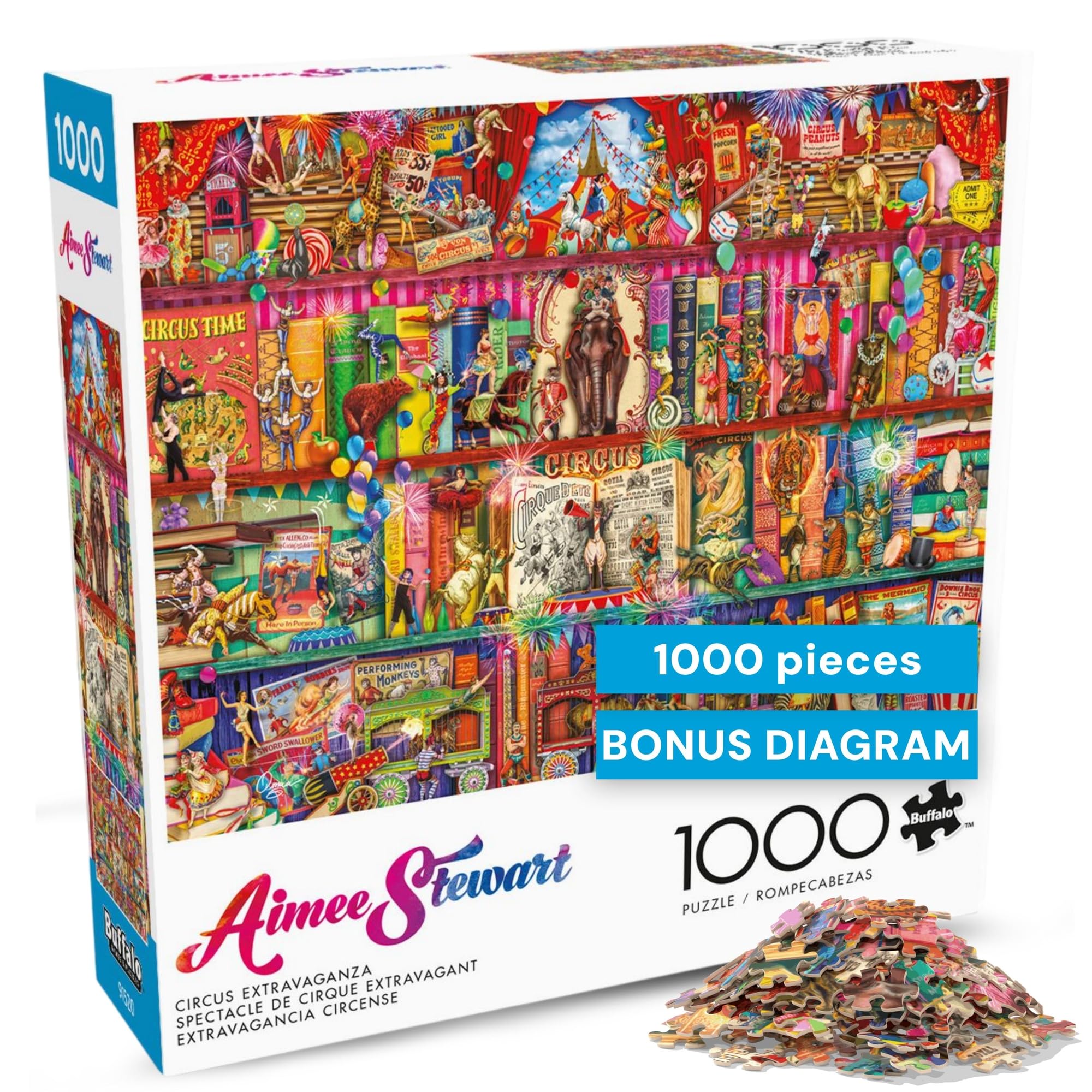 Buffalo Games Circus Extravaganza 1000-Piece Puzzle: Vintage Carnival Art by Aimee Stewart