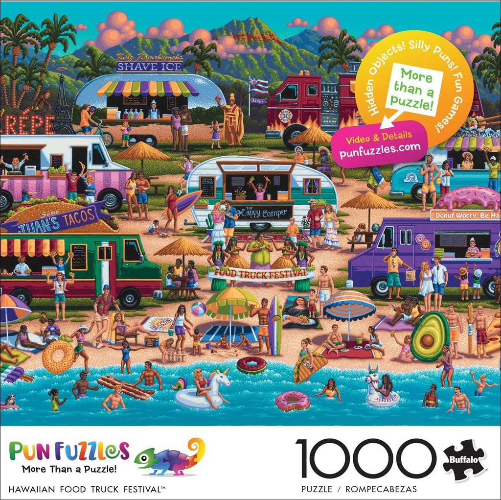 Buffalo Games Hawaiian Food Truck Festival 1000-Piece Jigsaw Puzzle – Beach Scene, Includes Poster, Made in USA