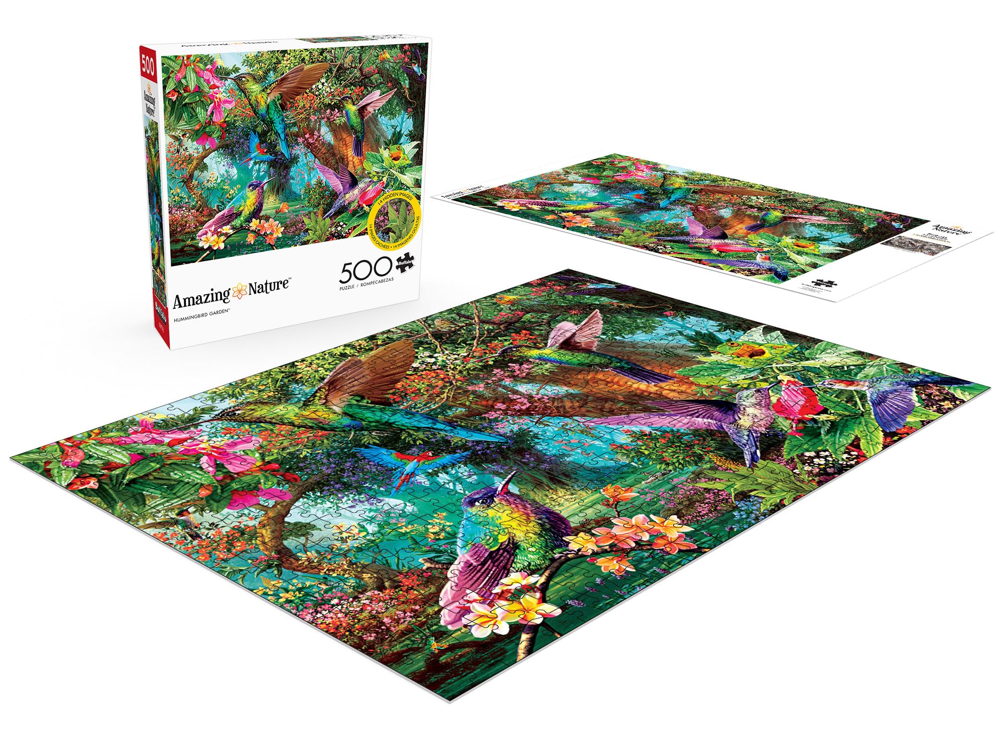 Buffalo Games Hummingbird Garden 500 Piece Jigsaw Puzzle – Steve Read Art, Bonus Poster, 21.25 x 15 Inches