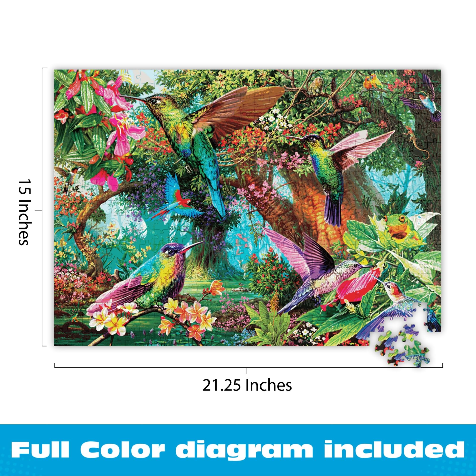 Buffalo Games Hummingbird Garden 500 Piece Jigsaw Puzzle – Steve Read Art, Bonus Poster, 21.25 x 15 Inches