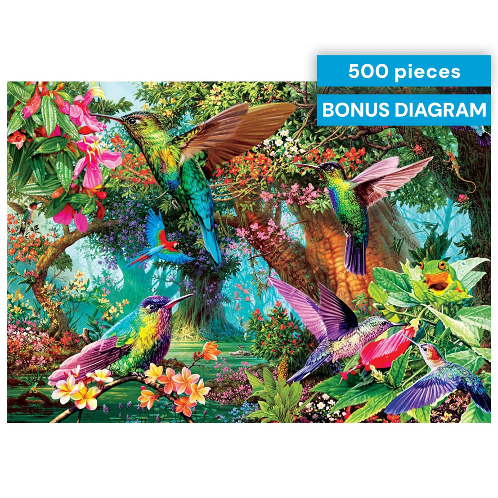 Buffalo Games Hummingbird Garden 500 Piece Jigsaw Puzzle – Steve Read Art, Bonus Poster, 21.25 x 15 Inches