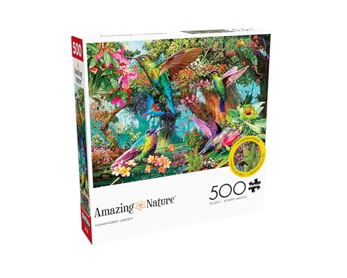 Buffalo Games Hummingbird Garden 500 Piece Jigsaw Puzzle – Steve Read Art, Bonus Poster, 21.25 x 15 Inches