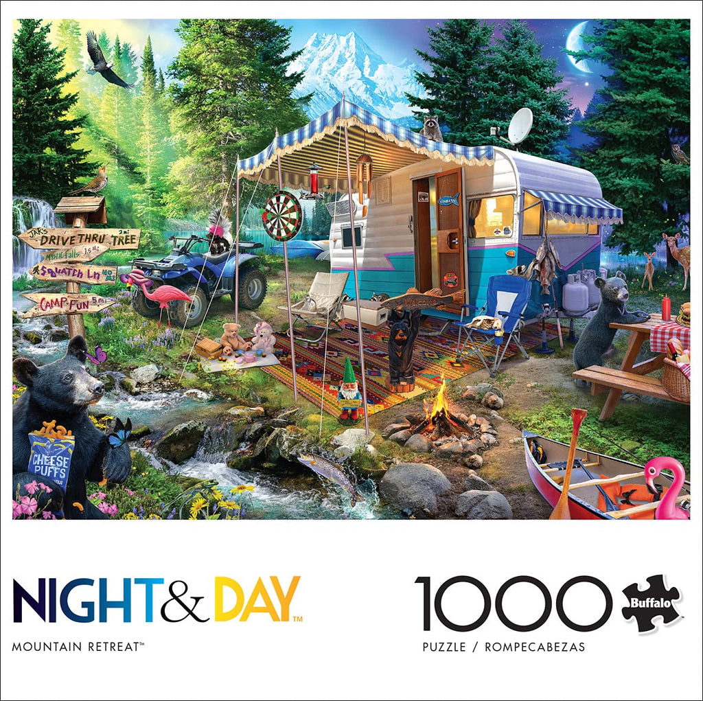 Buffalo Games Jeff Haynie Mountain Retreat 1000 Piece Jigsaw Puzzle – Forest Scene with Poster